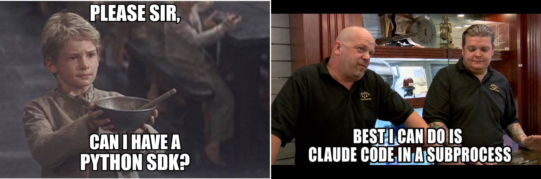 Please sir, can I have a Python SDK? Best I can do is Claude Code in a subprocess.