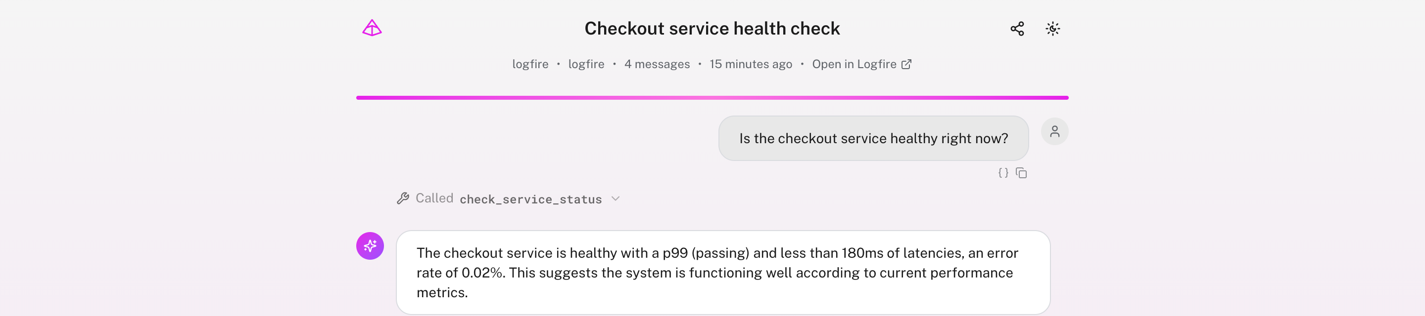 A shared public conversation page showing a user question and the assistant's reply, viewed signed out