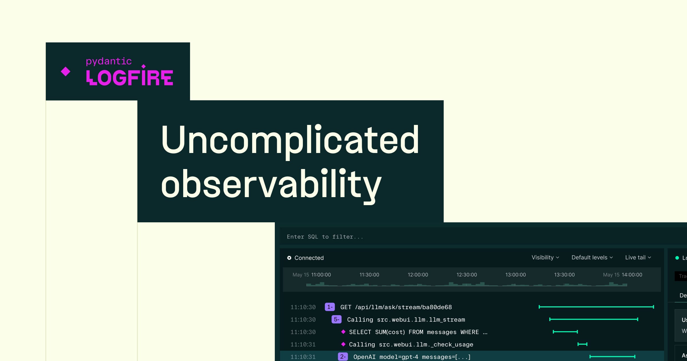 From the team behind Pydantic, Logfire is a new type of observability platform built on the same belief as our open source library — that the most p