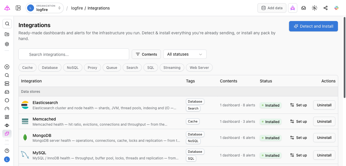 The Integrations catalog