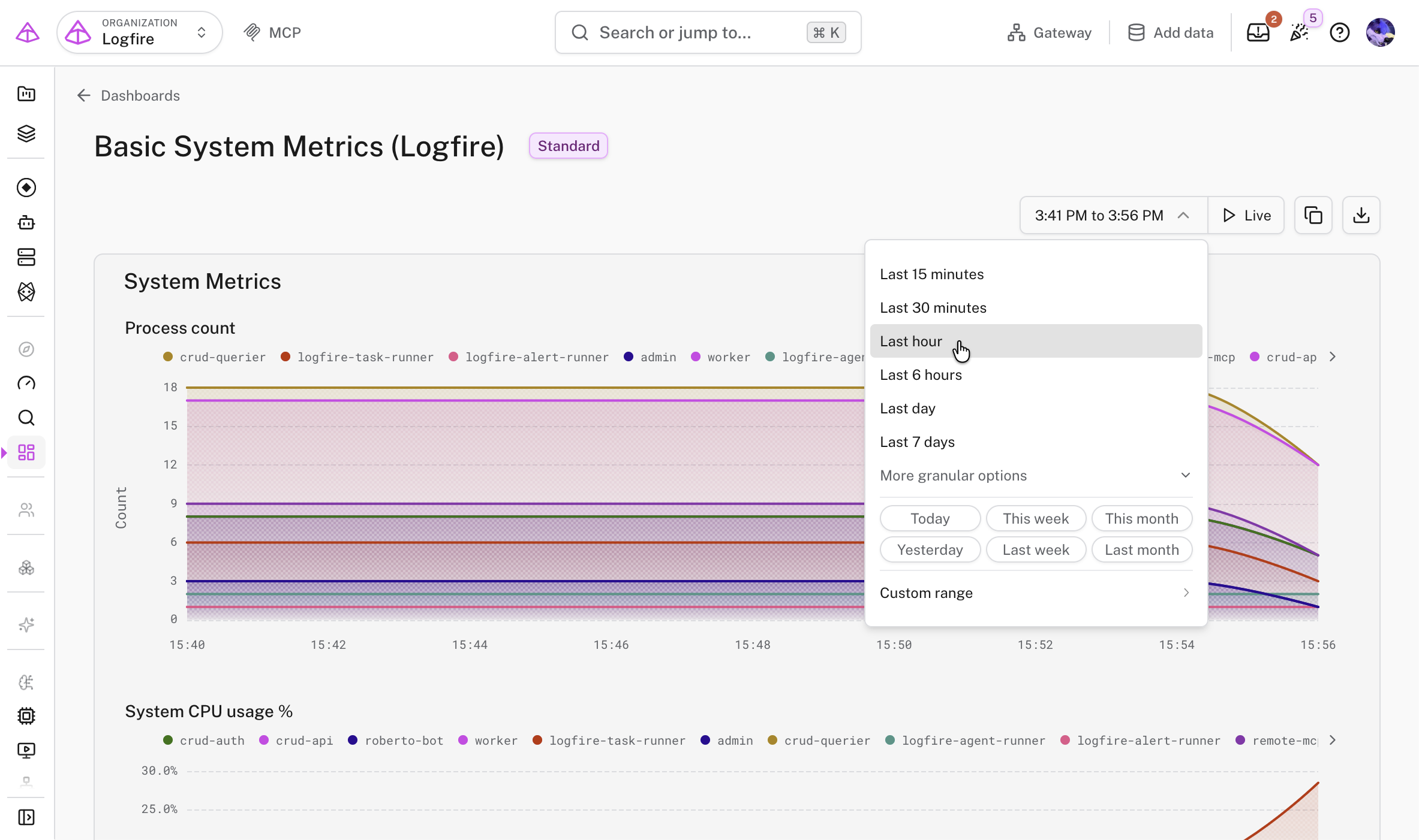 Time picker on a dashboard