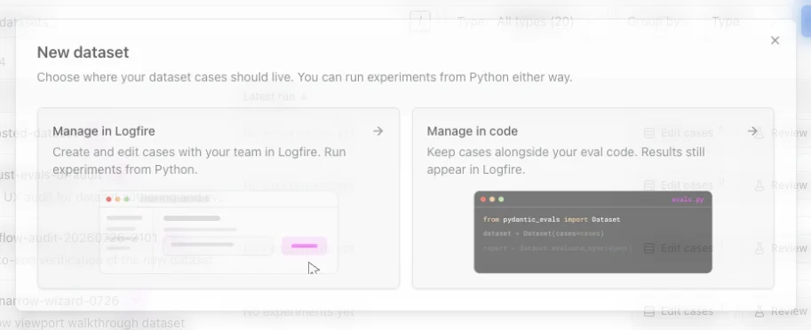 Choose how to manage a new dataset