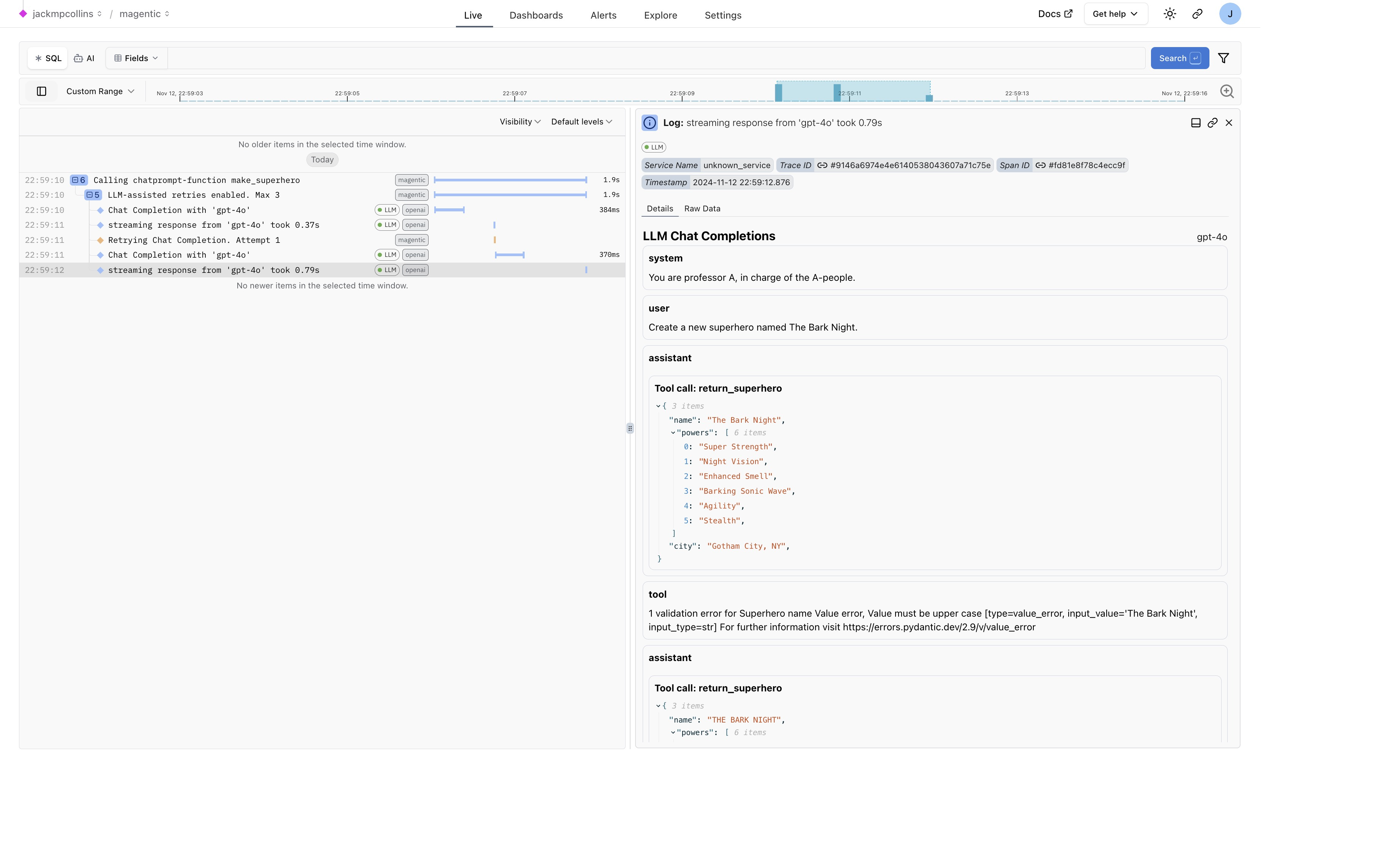Logfire Magentic Superhero