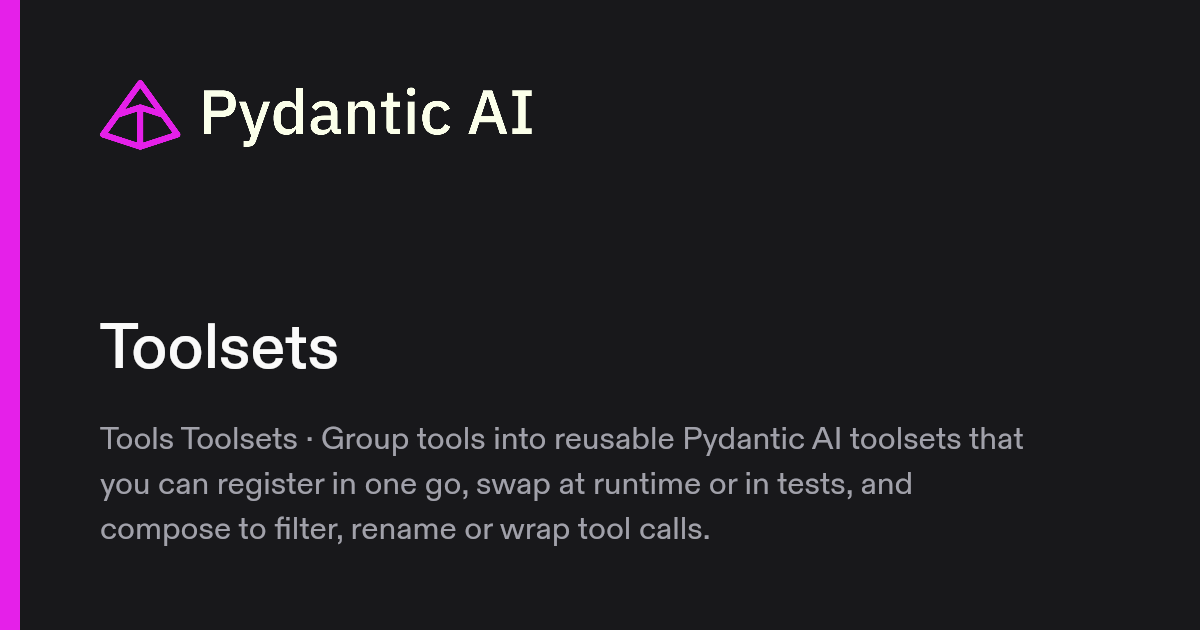 Toolsets | Pydantic Docs